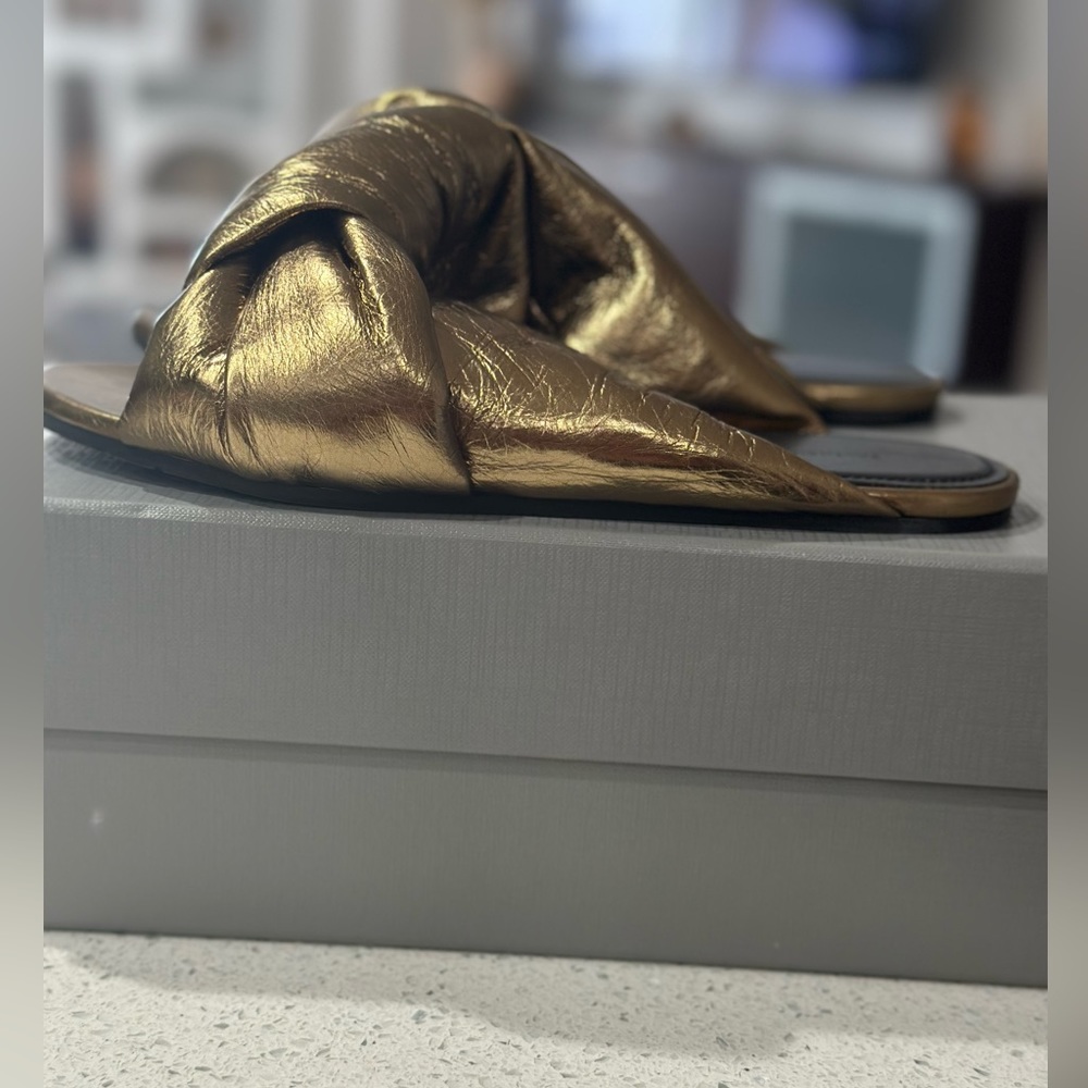 Balenciaga drapy leather knotted slide